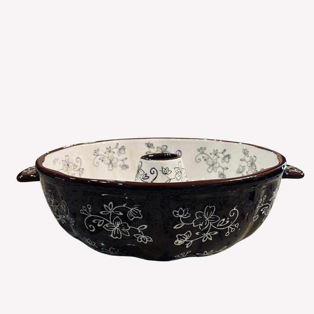 Temp-Tations Black and White Floral Baking Dish
